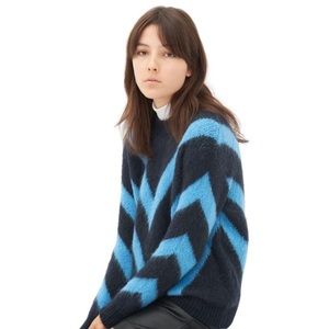 Chevron Patterned Blue and Black Sweater Sandro